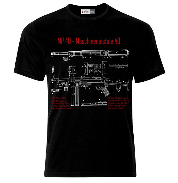 MP40 Schmeisser Submachine Gun Maschinenpistole Entwurf Blueprint T-Shirt